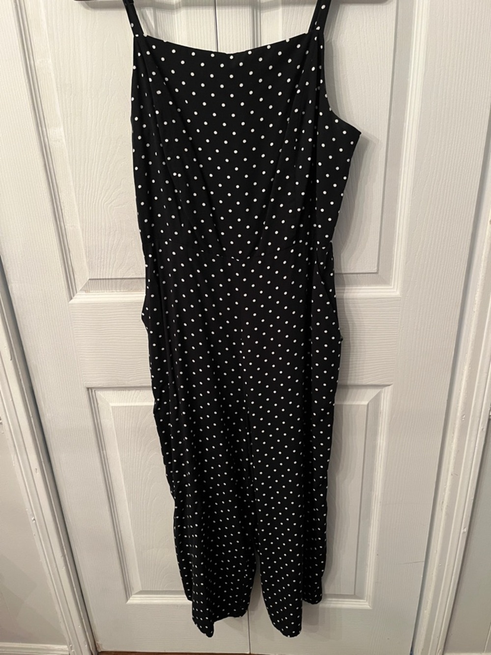 Old Navy Black & White Polka Dot Midi Jumpsuit